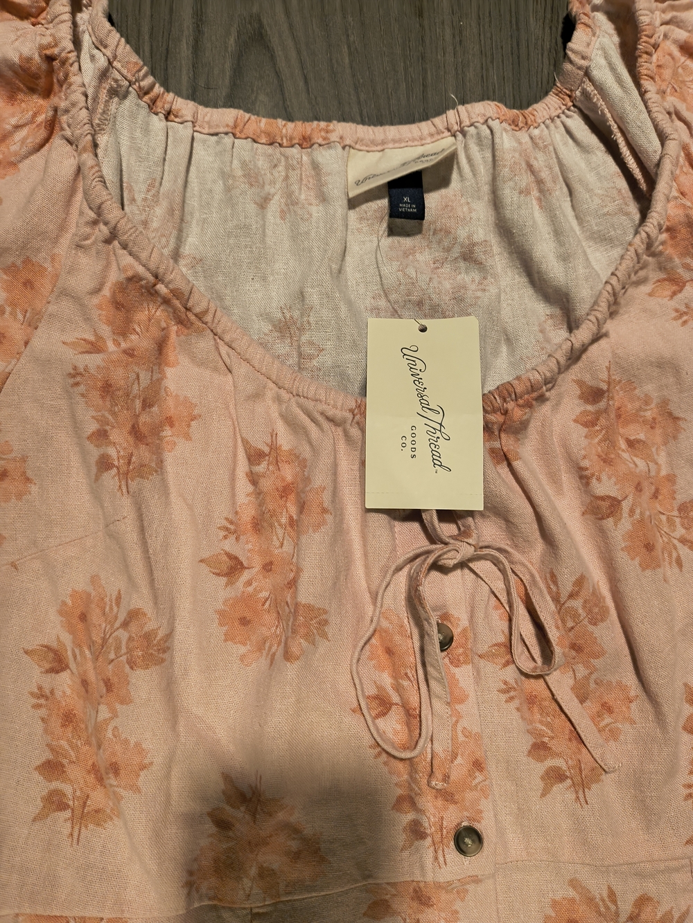 Universal Thread Women's Pink Floral Peasant Top